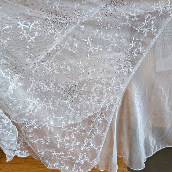 NWT Vintage 90s Y2K Masquerade White Prom Gown Silver Glitter Fairycore Bridal - Picture 10 of 15